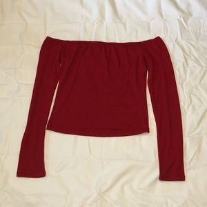 Red Off the Shoulder Crop Top